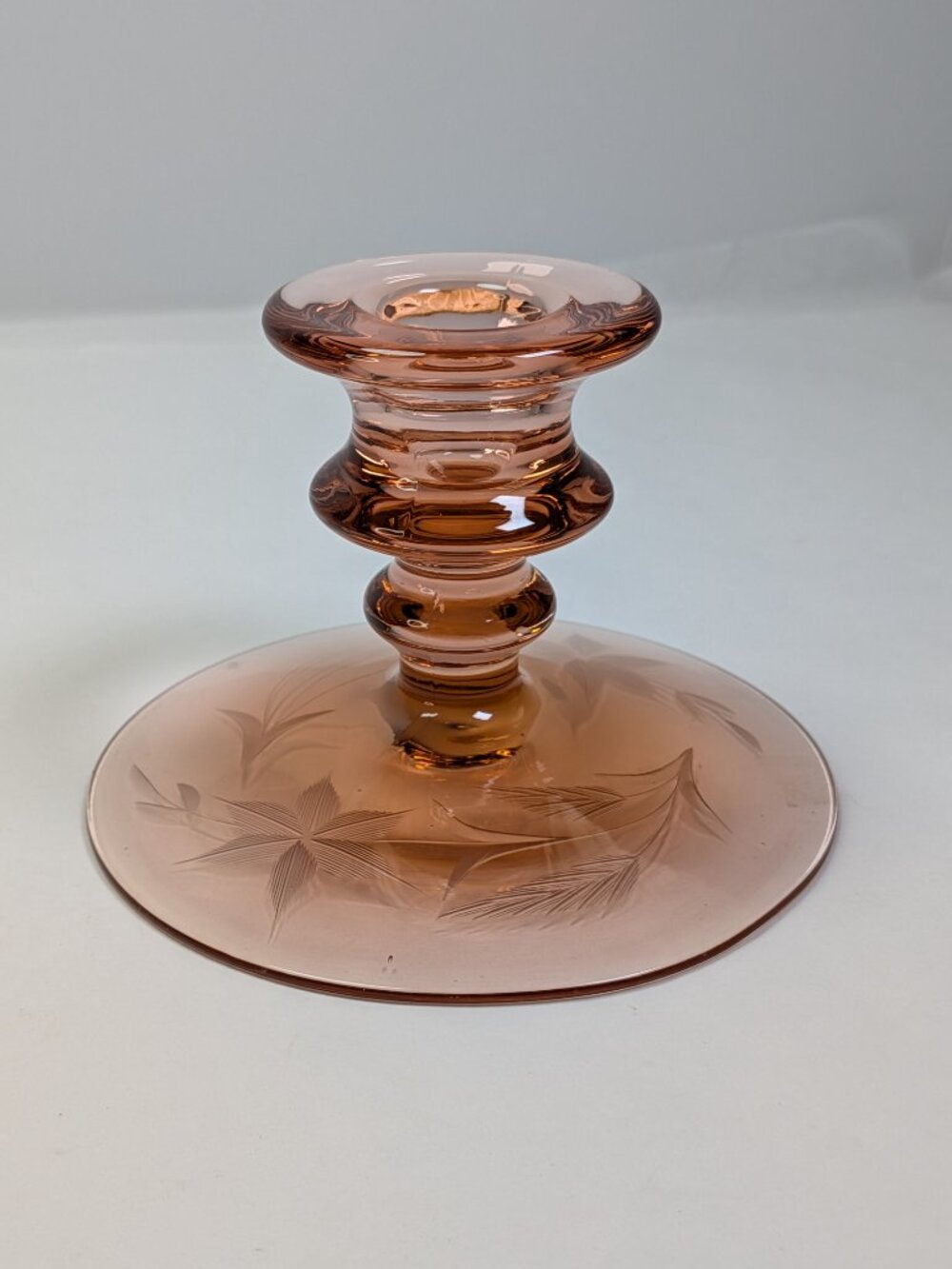 Vintage 1930s Depression Elegant Pink Glass Candle Holder / Pedestal Stand